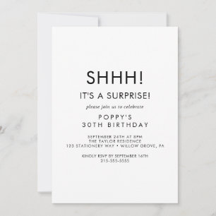 Chic Typography Surprise Party Invitation