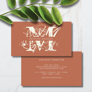 Chic typography terracotta monogram name business card