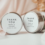 Chic Typography Thank You Wedding Favour Sticker<br><div class="desc">These chic typography thank you wedding favour stickers are perfect for a modern wedding reception. The simple design features classic minimalist black and white typography with a rustic boho feel. Customizable in any colour. Keep the design minimal and elegant, as is, or personalize it by adding your own graphics and...</div>