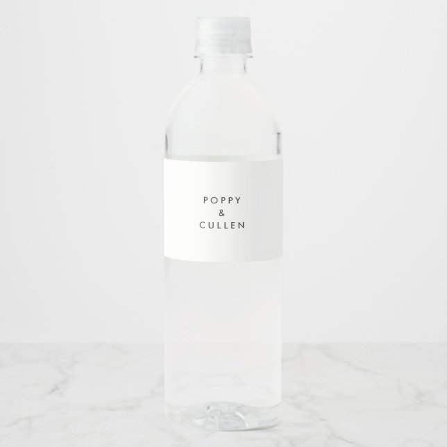 Chic Typography Wedding Water Bottle Label (Front)