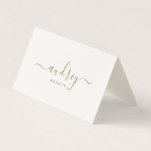 chic typography white and gold script typography business card