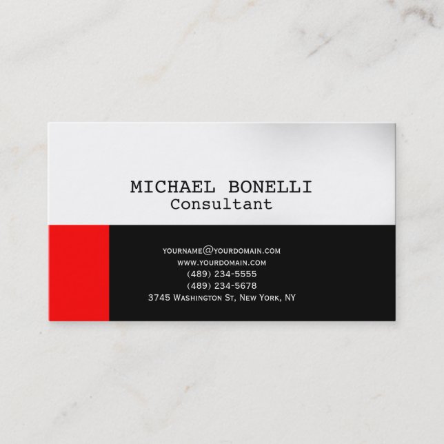 Chic Unique Black White Consultant Business Card (Front)