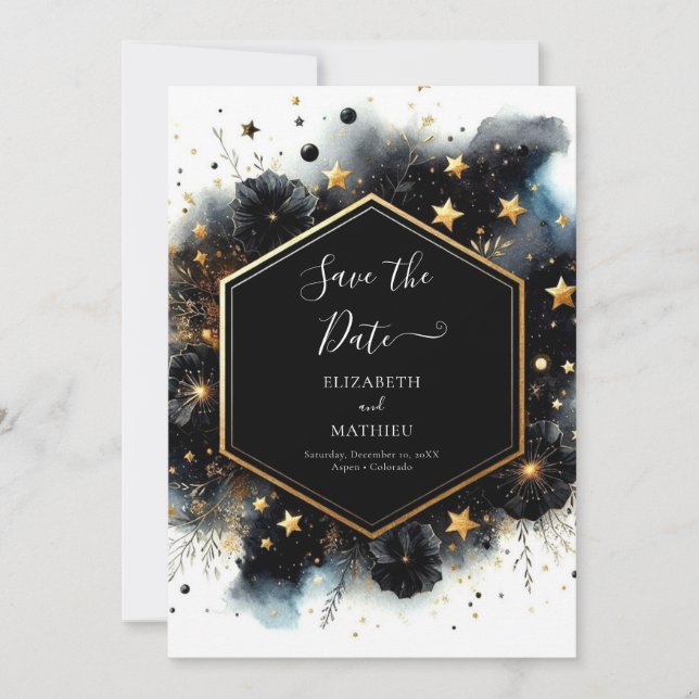 Chic Unique Celestial Wedding Save The Date (Front)