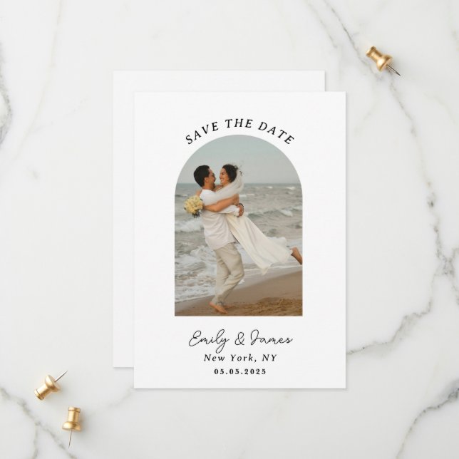 Chic unique Modern Elegant minimalist  Save The Date (Front/Back In Situ)