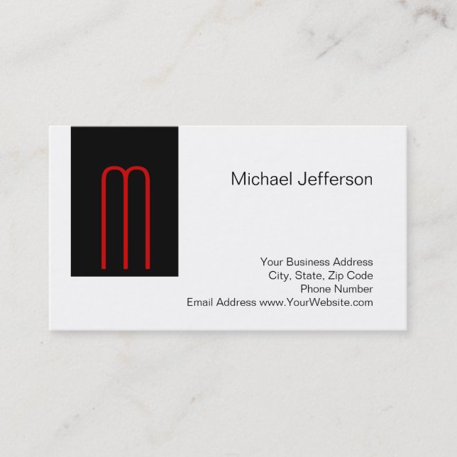 Chic Unique Monogram Black White Business Card (Front)