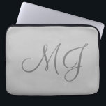 Chic Unique Monogram Grey Classical Laptop Sleeve<br><div class="desc">Trendy Modern Customize Professional Simple Design.</div>