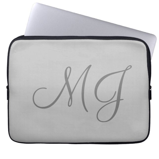 Chic Unique Monogram Grey Classical Laptop Sleeve (Front)