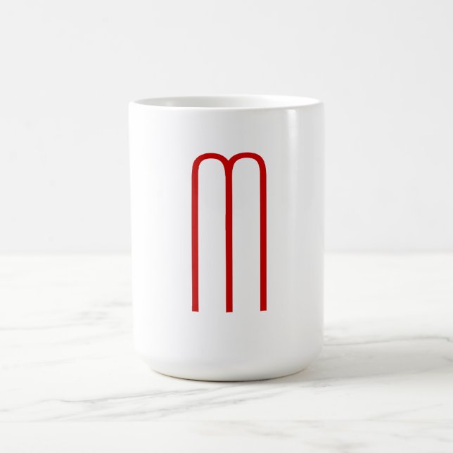 Chic Unique Monogram Red White Plain Simple Coffee Mug (Center)