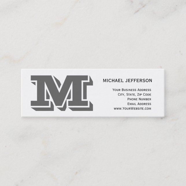 Chic Unique Monogram White Business Card (Front)
