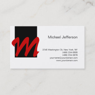 Chic unique Monogramme noir blanc rouge Carte de v