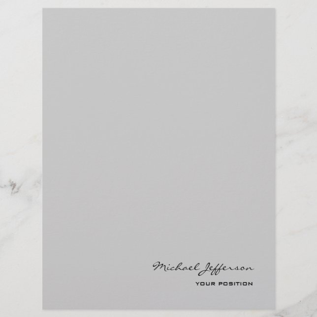 Chic Unique Script Calligraphy Name Grey  Letterhead (Front)