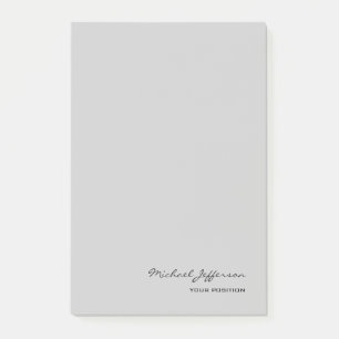 Chic Unique Script Calligraphy Name Grey Post-it Notes