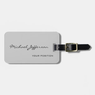 Chic Unique Script Grey Modern Minimalist Luggage Tag