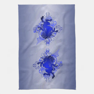 Chic Urban Fantasy Blue Unicorn Kitchen Towels