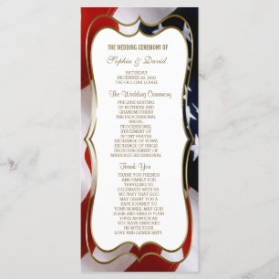 Chic USA flag Gold Wedding Custom  Program