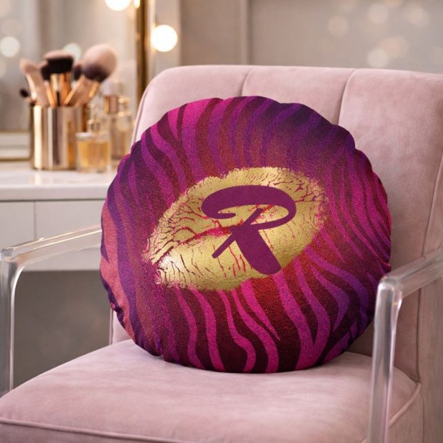 Chic Vanity Pink Zebra Print  Round Pillow (Creator Uploaded)