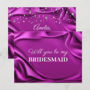 Chic Velvet Purple Silk Will You Be My Bridesmaid Postcard