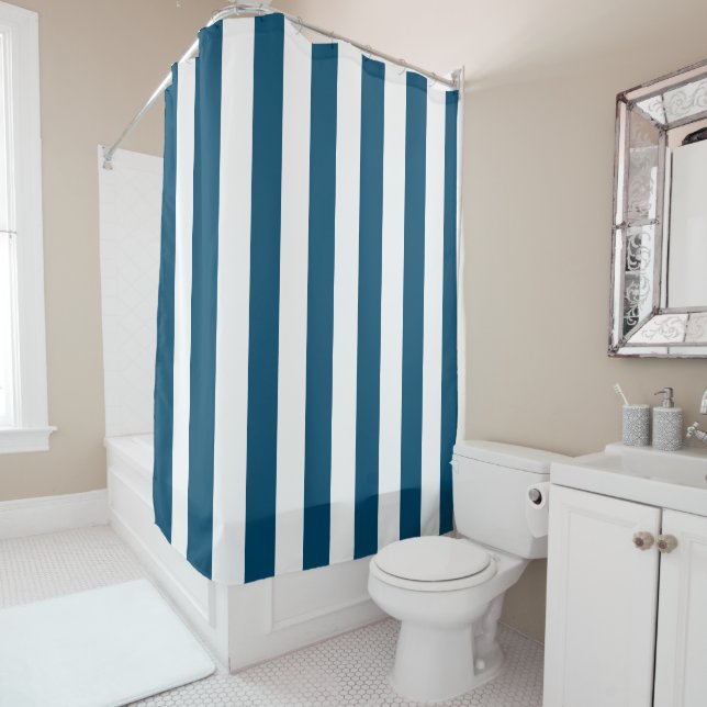 Chic Vertical Stripes Blue And White Striped   (In Situ)