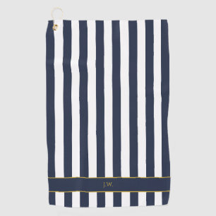 Chic Vertical Stripes Sailor Navy & White Striped Golf Towel
