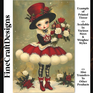 Chic Victorian Girl Bouquet Flowers BD2R Decoupage Tissue Paper