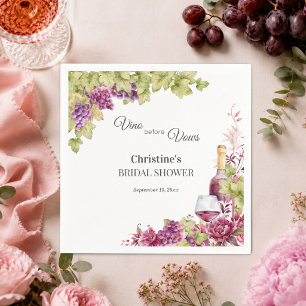 Chic Vino before Vows Bridal Shower Napkin