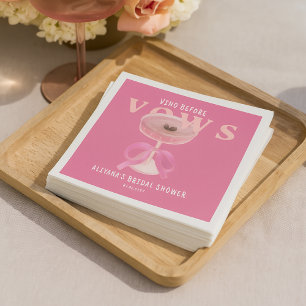 Chic Vino Before Vows Pink Wine Bow Bridal Shower Napkin