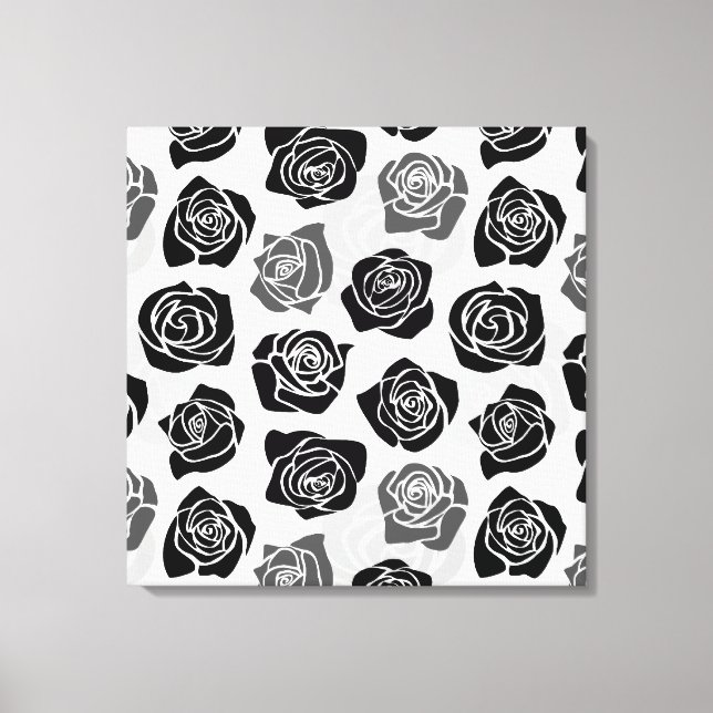 Chic Vintage black and white roses Canvas Print (Front)