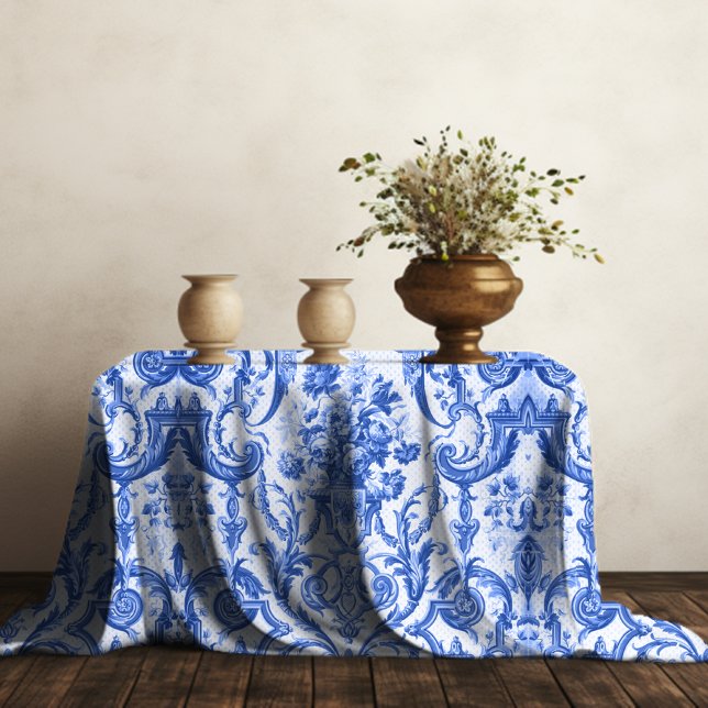Chic vintage Blue toile de jouy monogram  Tablecloth (Creator Uploaded)