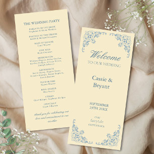 Chic Vintage Butter Yellow Classic Wedding Program