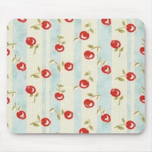   Chic Vintage CHERRIES Fabric Mouse Pad (Front)