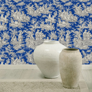 Chic vintage classic pattern dark blue wallpaper