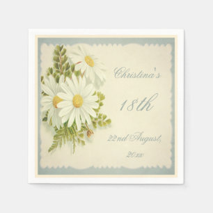Chic Vintage Daisies 18th Birthday Serviettes Napkin