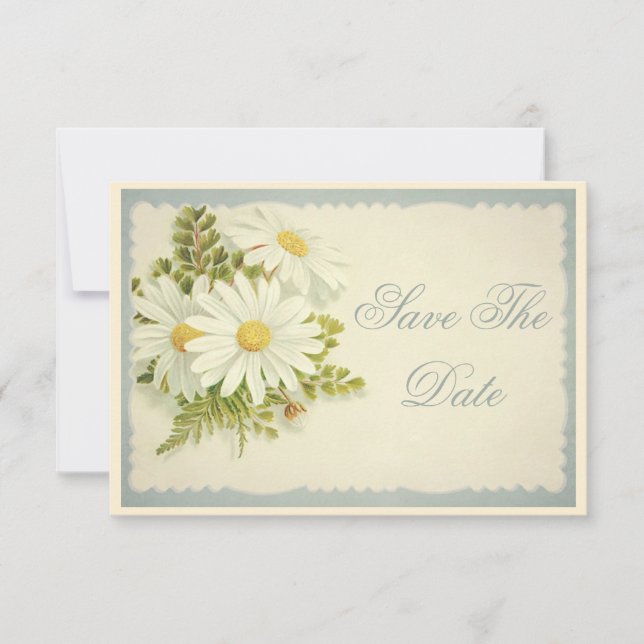 Chic Vintage Daisies Save The Date 70th (Front)