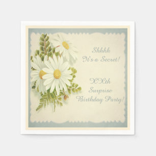 Chic Vintage Daisies Surprise Birthday Serviettes Napkin