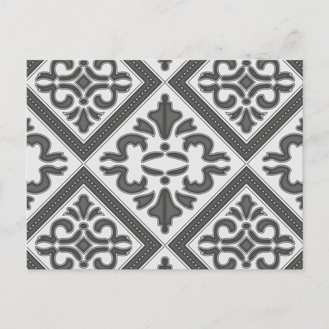 Chic Vintage design in pretty charcoal pattern Postcard (Front)