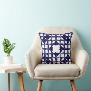 Chic Vintage Dutch Delft Blue Art Pattern Throw Pillow