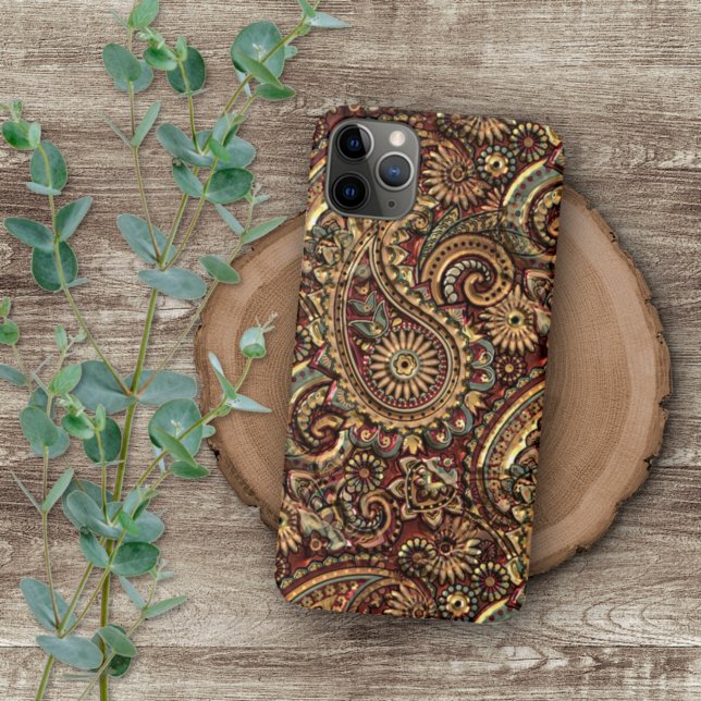 Chic Vintage Faux Gold Paisley Floral Art Pattern iPhone Case (Creator Uploaded)