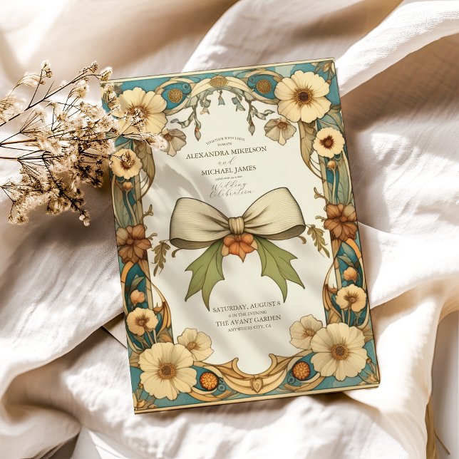Chic Vintage Floral Art Nouveau Wedding  Invitation (Creator Uploaded)