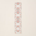 Chic Vintage Floral Damask Monogram Long Scarf<br><div class="desc">Beautiful and elegant floral pattern on pale damask background. Sophisticated and feminine customizable Long Oblong Rectangle Chiffon Scarf (10" x 45") with monogram into white round shape. You can easily change text (font, colour, size and position) and position of the design by clicking the customize button. Matching Messenger bag, clip...</div>