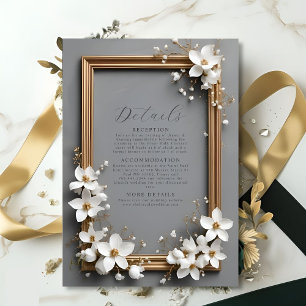 Chic Vintage Floral Golden Frame Details Enclosure Card