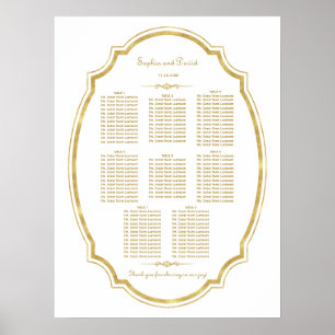 Chic Vintage Gold Foil Frame Wedding Seating Chart