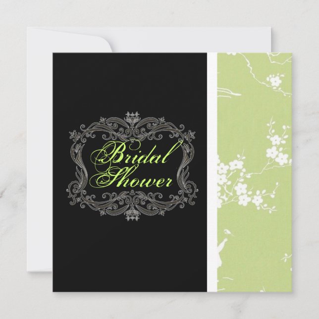Chic Vintage Green Floral Bridal Shower Invitation (Front)