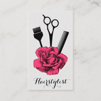 chic vintage hairstylist hair stylist pink mod business card