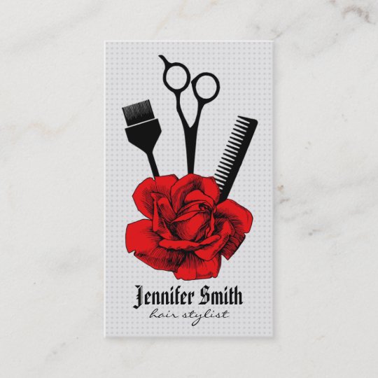 Chic Vintage Hairstylist Hair Stylist Red Mod Loyalty Card Zazzle Ca