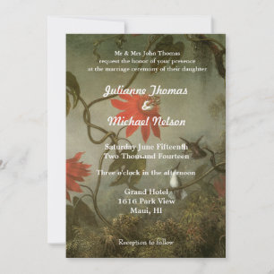Chic Vintage Hummingbirds Wedding Invitation