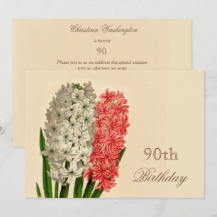Chic Vintage Hyacinths 90th Birthday Invitation