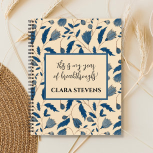 Chic Vintage Inspired Blue Floral Pattern  Notebook