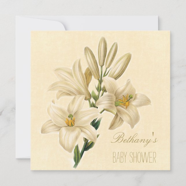 Chic Vintage Lily Flowers Baby Shower Invitation (Front)