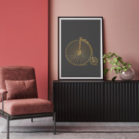 Chic Vintage Penny Farthing Bike Gold Glitter Gray