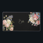Chic Vintage Personalized Roses & Iris  Desk Mat<br><div class="desc">Beautiful,  timeless and elegant sprays of artistic pink and white roses,  peonies and purple bearded iris with delicate foliage. Includes an editable text field for your personalization and the background colour is customizable.</div>